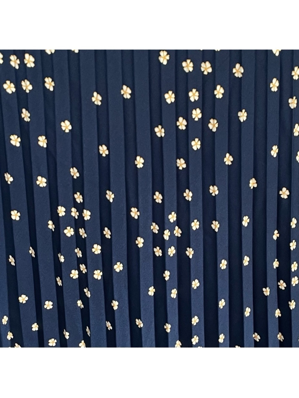 J. Crew Navy Blue Tiny Bloom Print Pleated Pull On Midi Skirt new size XL - Picture 7 of 9